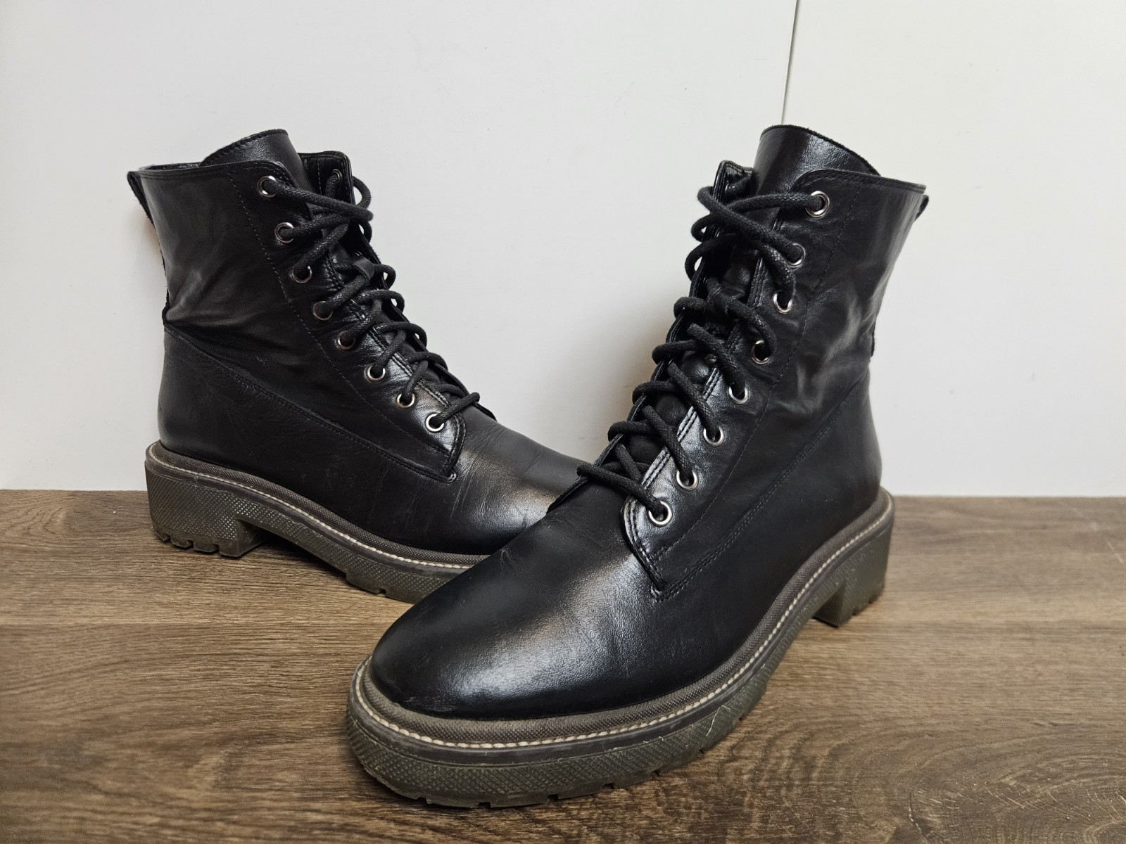 SAOLA Stivali M&S donna stile DM neri foderati pelle morbida suola gomma caviglia UK 7 EU 41