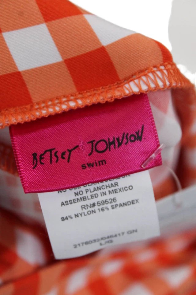 Betsey Johnson Swim Womens Checkered A-Line Swim Dress Orange Size L - Image 4 of 4