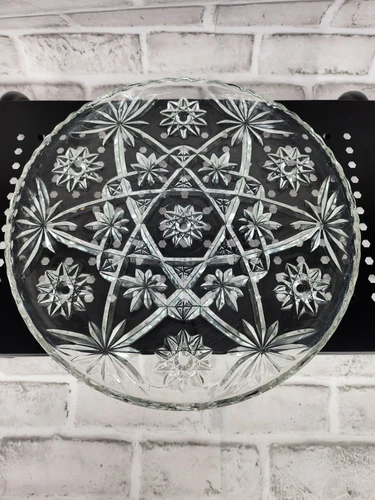 11" - Vintage Anchor Hocking Serving Platter - Prescut Glass - Star of David