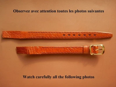 8 mm BRACELET CUIR VEAU GRAINÉ VERITABLE MARRON POUR ANSES FIXES SOUDÉES N.O.S - Photo 1/4