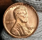 *PERFECT* 1945-D LINCOLN CENT RED GEM BU OBW FRESH FROM OBW ROLL