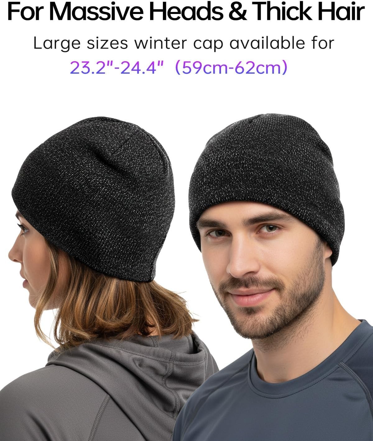 Zylioo XXL Waterproof Beanie Hat,Oversized Winter Warm Knit Cap,Windproof Snow 