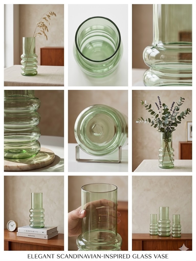 Vase en verre vert d'eau pour une ambiance douce et poétique