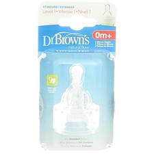 2 Pack Dr. Brown's Natural Flow Standard Silicone Bottle Nipple, Level 1 0m ,...