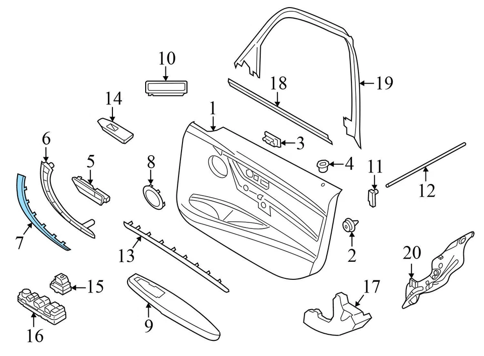 BMW 430I Gran Coupé 2017-2020 - puerta izquierda panel agarre manija moldura/cubierta Foto 4 de 4