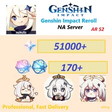 Genshin Impact (NA) Reroll 51000 Primogem + 170Wishes 490+ Pulls
