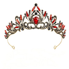 Queen of Hearts Crown, Crystal Red and Black Crown Gothic Tiara Evil Crowns for