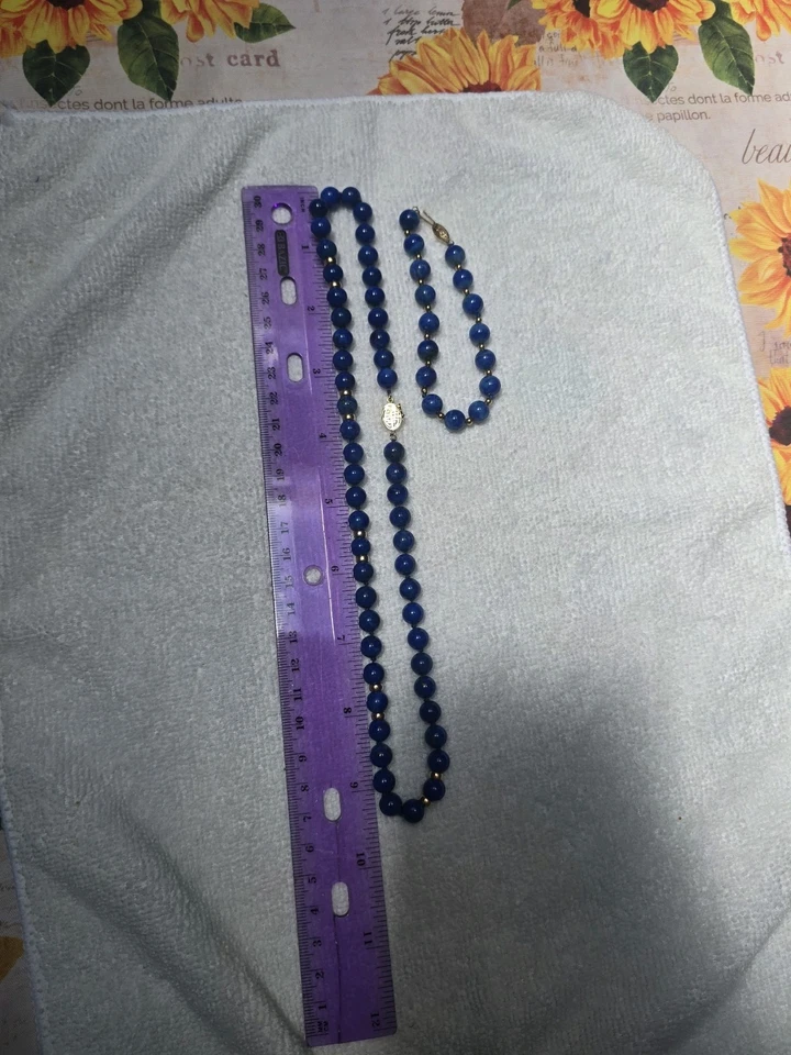 Lapislazuli Collar 14k 19inches Yellow Gold & Bracelet 14k 8In - Image 3 of 4