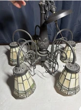 2 Chloe Lighting Belle Tiffany-style 5-light Mission chandelier
