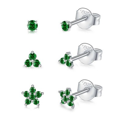Sterling Silber Ohrstecker für Damen, kleine Blumen Ohrringe Set, kleine Kubik Z
