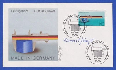 Ernst Jünger (geb. 1935, Prof., Designer) Autogramm auf FDC mit Mi.-Nr. 1378 - Bild 1 von 2