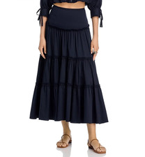 Women Cinq A Sept High Waist Pleated Slim Flare Midi Skirt Size US 8
