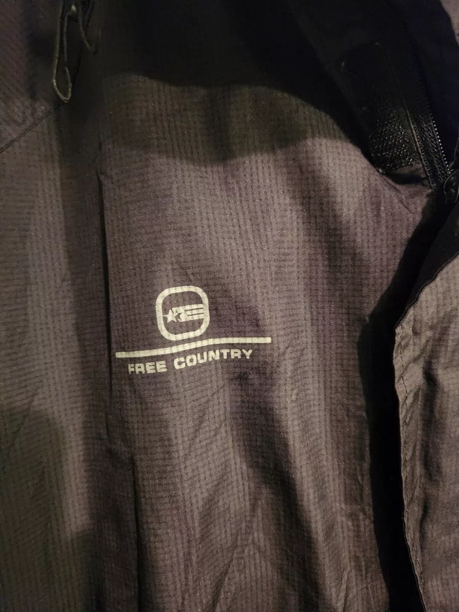 Free Country Men s Wind Shear Zip Up Hooded Jacket windbreaker Black XXL