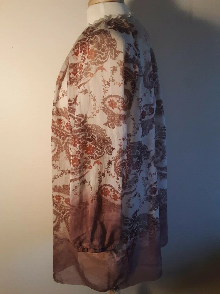 SONOMA Mujer Gris Oxidado Paisley Gasa Manga Larga Nuevo 2X Foto 3 de 4