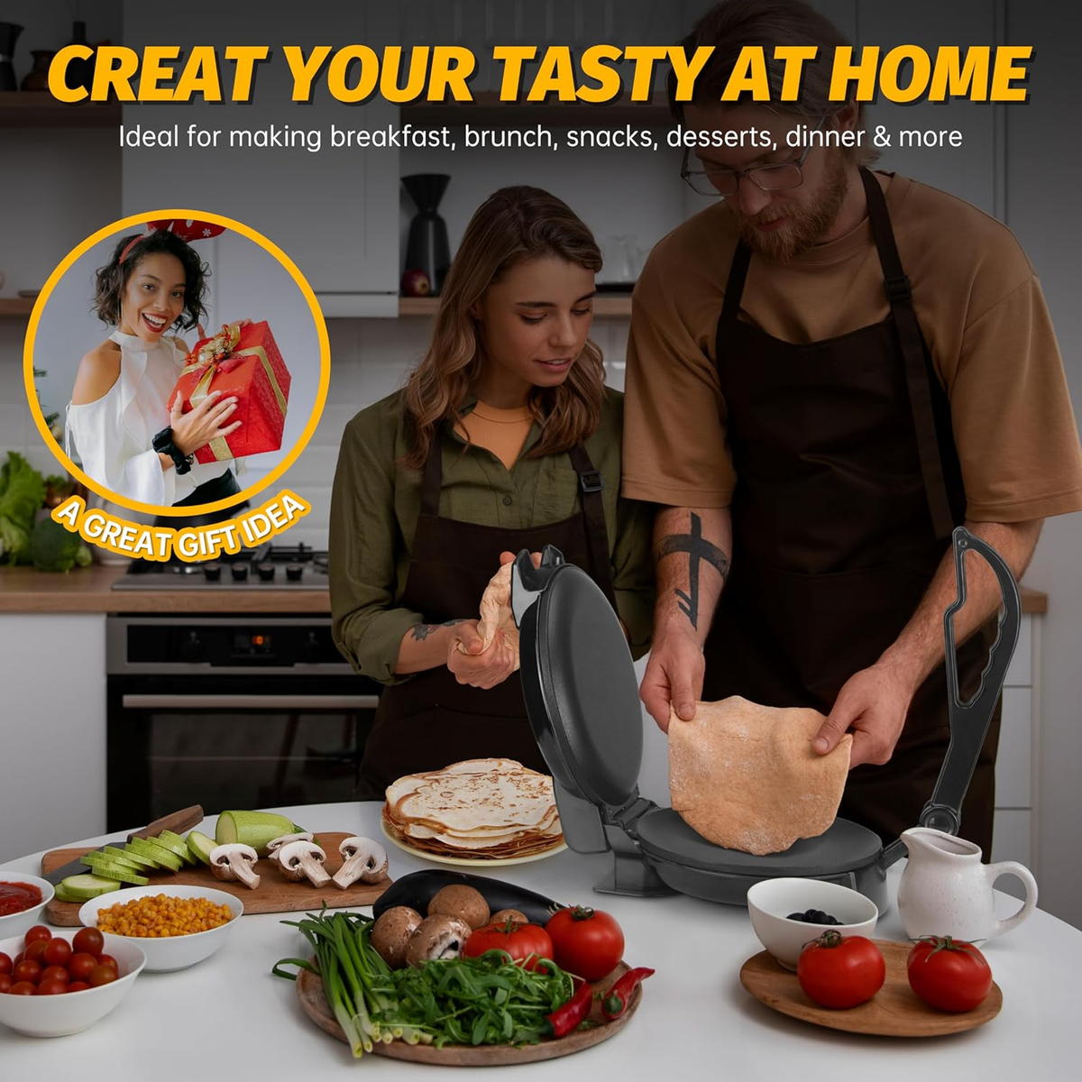 Roti Maker Automatico - Piastre Antiaaderenti 25.5cm, Con Scalda Roti, Per Tortillas Fatte In Casa - Foto 9