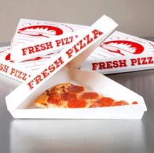 800 CASE White Clay Coated Clamshell Pizza Slice Box To Go Take Out Commerical 