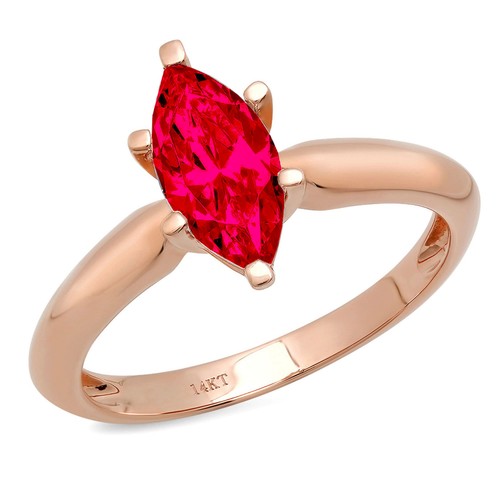 1.5 tcw Marquise Cut Engagement Ring 14K Rose Gold Tourmaline Promise Ring - Picture 10 of 11