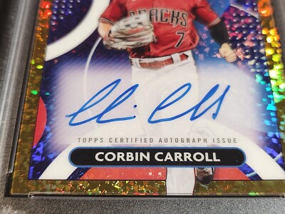 PSA 9 1/1 RC AUTO /5 CORBIN CARROLL ✨SSP GOLD REFRACTOR