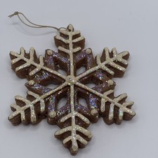 Glittered Snowflake Gingerbread Cookie Christmas Ornament 3 1/2  