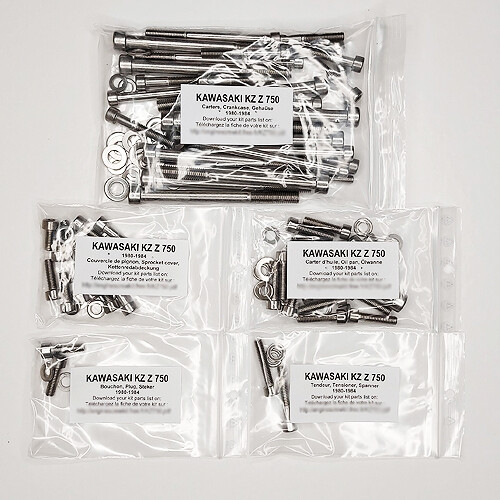 Kit vis allen inox carter Kawasaki KZ Z 750 Four de 1980 à 1984 Z750