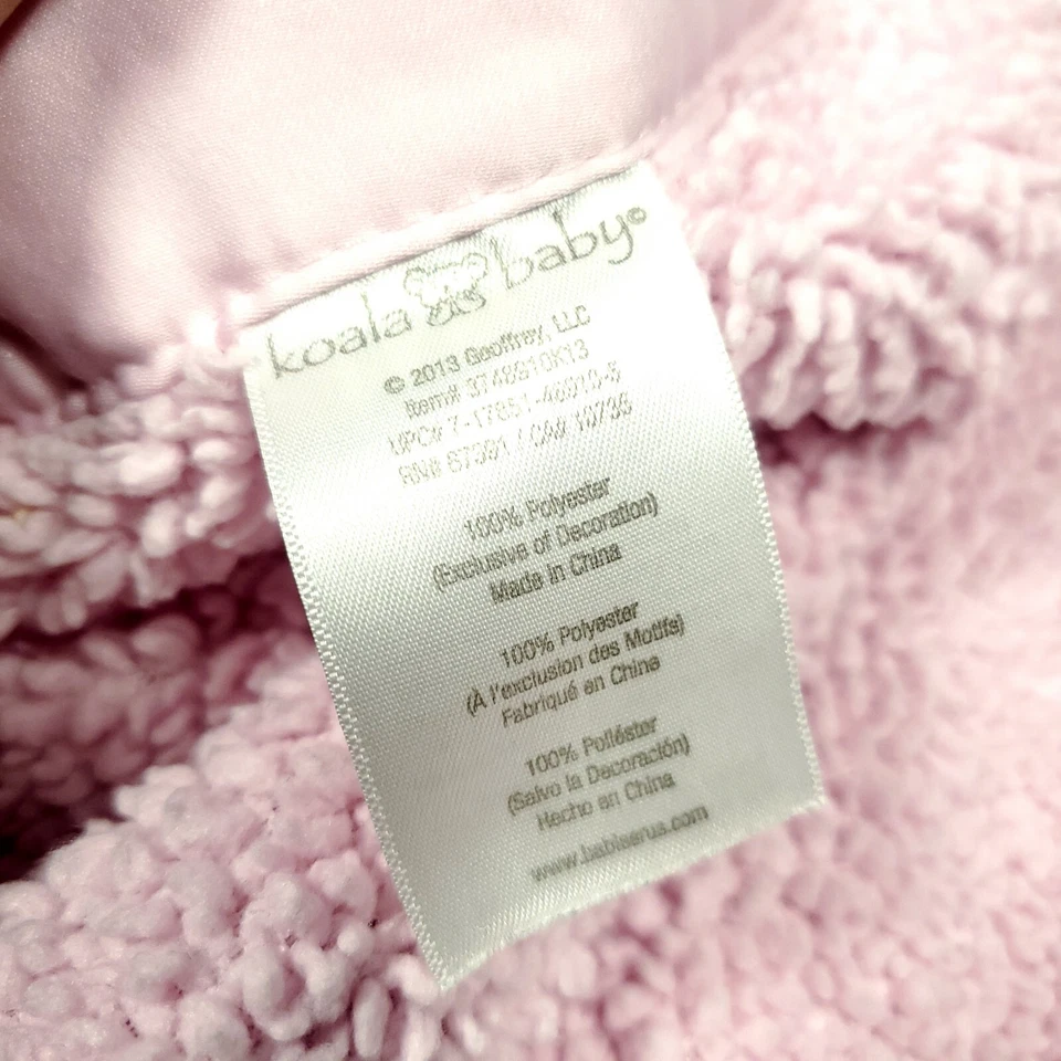 Manta Koala Bebé Rosa Sherpa Satinado Bordada Pájaros Reversible Foto 4 de 4