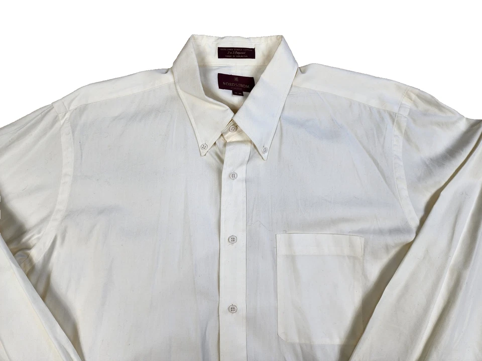 Camisa de vestir para hombre Nordstrom amarilla manga larga abotonada 17-36 Foto 4 de 4