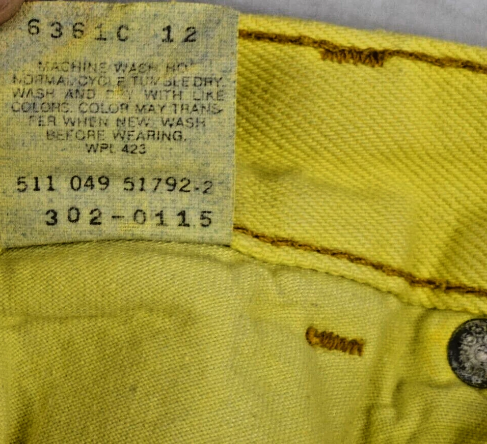 Pantalones Cortos Levis Jean Vintage Niños Talla 8 1992 Amarillo Teñido Graffiti Hecho en EE. UU. Foto 4 de 4