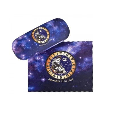 VON LILIENFELD schönes Brillenetui mit Sternzeichen-Microfaserstoffbezug - WASSERMANN - NEU