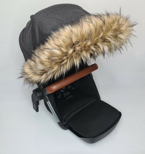 Luxury FAUX FUR Pram Hood Trim fits on ALL Models Prams Pushchair Universal Fit - Picture 11 of 37