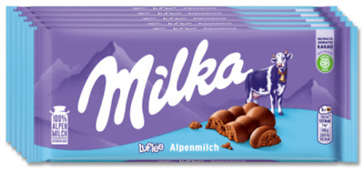 Milka Luflee Alpenmilch - Schokolade - 5 Tafeln je 90 Gramm