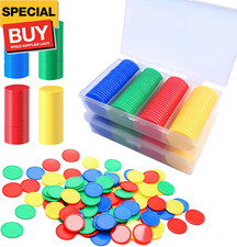 200pcs Math Counters,1 Inch Bingo Chips,4 Colors with Storage Box Plastic Poker