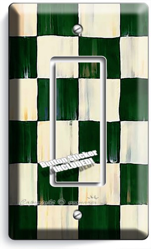 LANDHAUS RUSTIKAL GRÜN KARIERT LICHTSCHALTER STECKDOSE WANDPLATTE KÜCHE KUNST DEKOR  - Bild 4 von 34