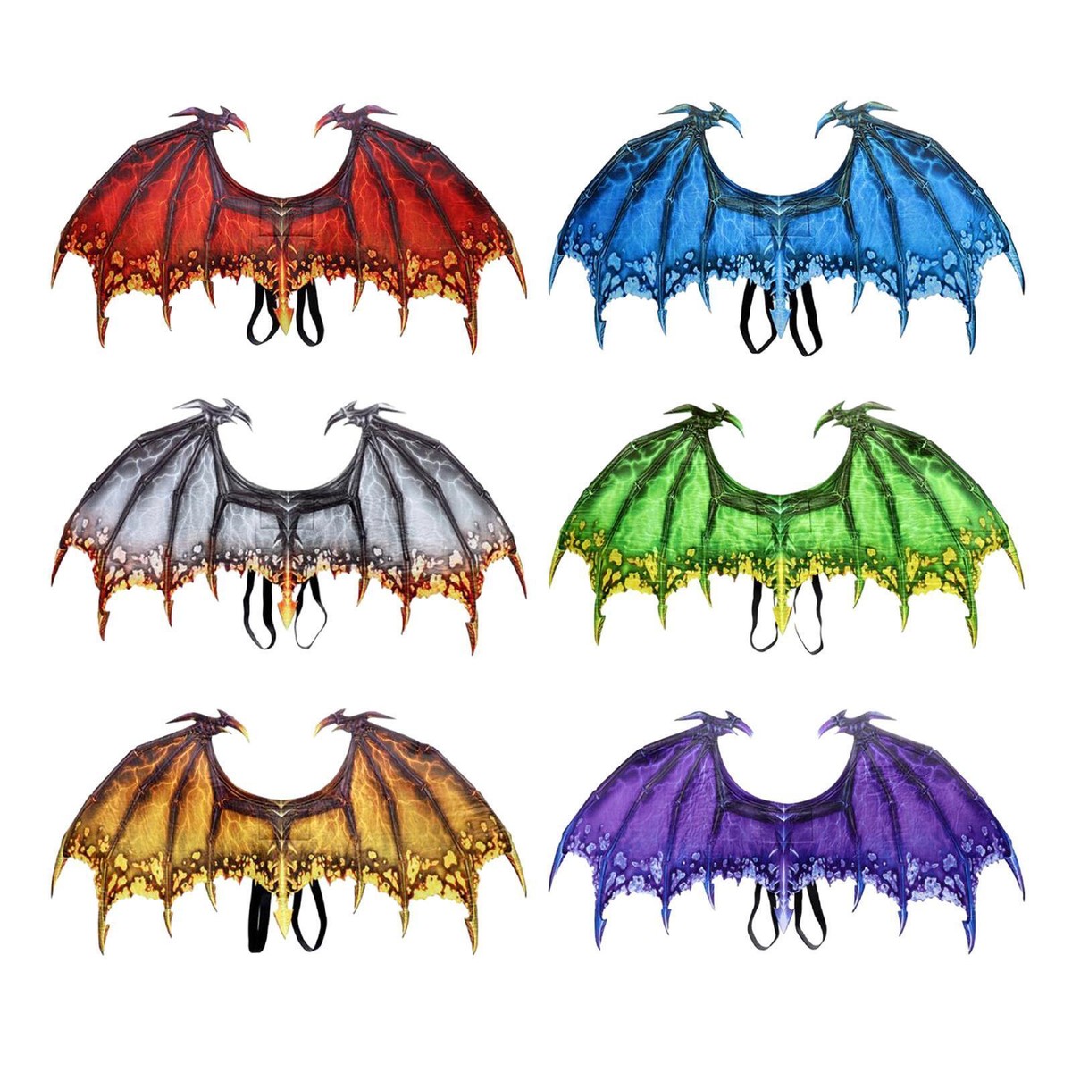 Kids Dragon Wings Costume Set - 3 Pairs With Masks For Dress Up & Pretend Play