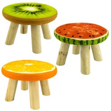 Stołek Podnóżek Tapicerowany stołek Drewno Stołek Owoce Owoce Kiwi Melon Pomarańczowy