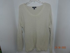 Womens Top Size XL Chaps Sweater Ivory Gold shimmer