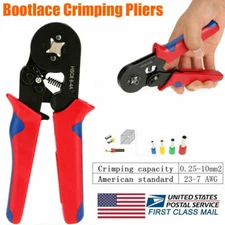 Ratchet Ferrule Terminals Crimper Pliers Cable Electrical Wire Crimping Tool Kit