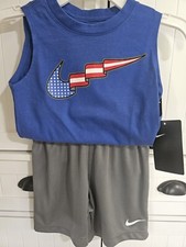 Boys Kids Youth Nike shorts Tank Top Shirt Set NEW Size 4 Smoke Gray
