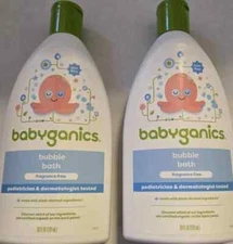 Babyganics Bubble Bath, Fragrance Free, 20 oz 2pcs NEW 