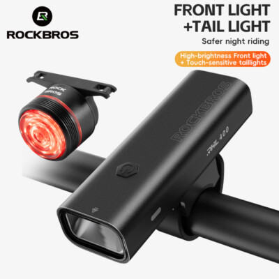 ROCKBROS Bike Headlight and Taillight Set Smart Brake Sensing Touch Sensitive