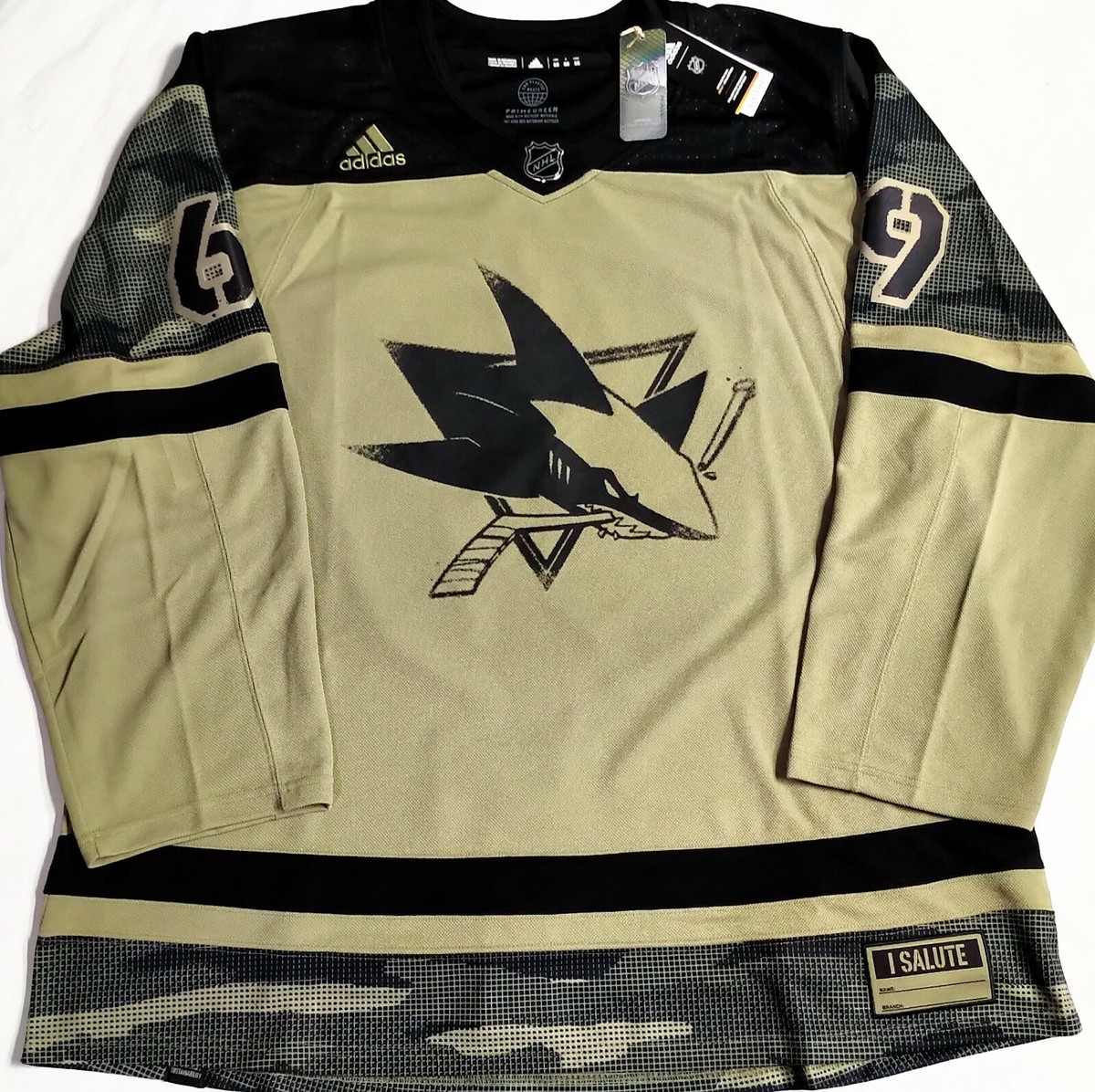 shalom 韓国 PURO JERSEY ヘリン PRO-60 NO NAME BACK 69 S.J SHARKS CAMO AUTHENTIC PRIMEGREEN ADIDAS