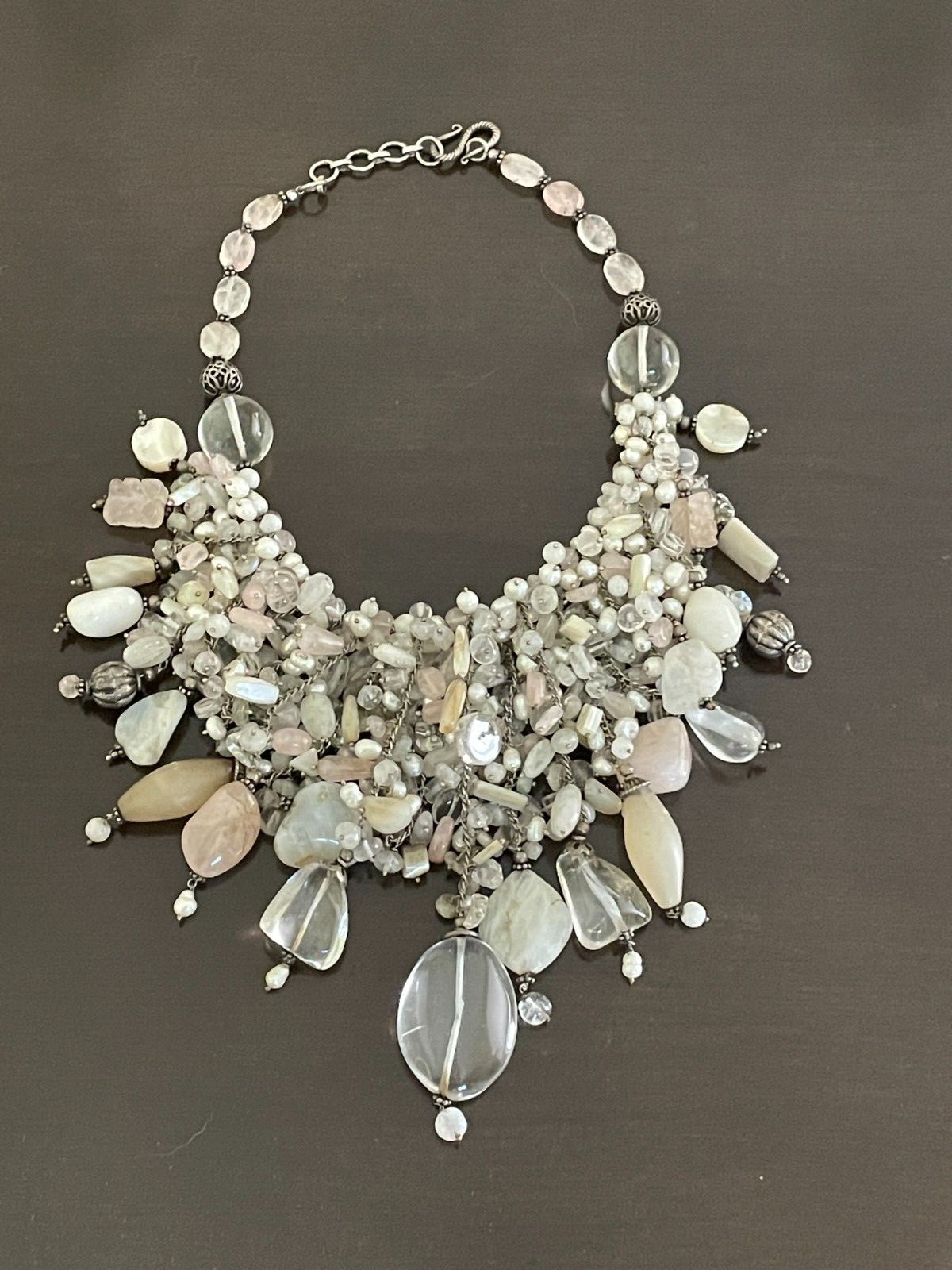 Beaded Bib Statement Collar Necklace - image 3
