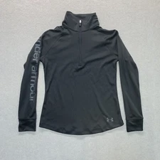 Under Armour Heat Gear Loose Shirt Youth Size YMD 1/4 Zip Pullover Black LS