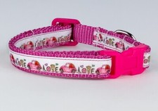 Beetle cat & small dog collar 1/2"wide adjustable handmade bell or leash