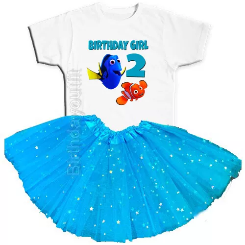 Dory and Nemo Party 1st Birthday Tutu Outfit Personalized Name option - Picture 1 of 4