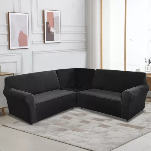 3-Teiliger Sofabezug Ecksofa 5/7 Sitzer Sofabezug L Form Couch Samt Überzüge DE - Bild 3 von 73