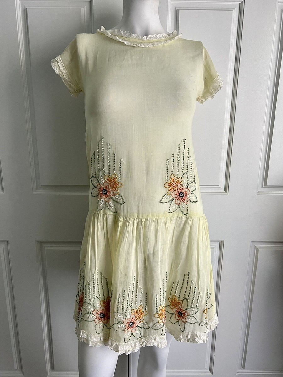 1920s linen dress 1920s Green Linen Dress