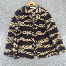 Chicos Jacket Womens 1 US Medium Tula Brown Scrunchy Animal Print Open Front NWT