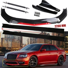 For Chrysler 300 SRT8 Front Bumper Lip Splitter Spoiler+Side Skirt+Strut Rod