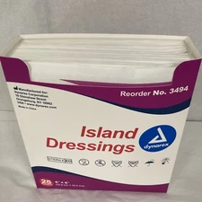 Dynarex Island Dressing Sterile 6x6 Inch, 25 Per Pack #3494, Exp 01/27