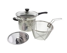 Cestello Multipentola 3,5 QT Cestello Friggitrice Caldaia Vaporiera Acciaio Inox 4 Pezzi Multi Pentola
